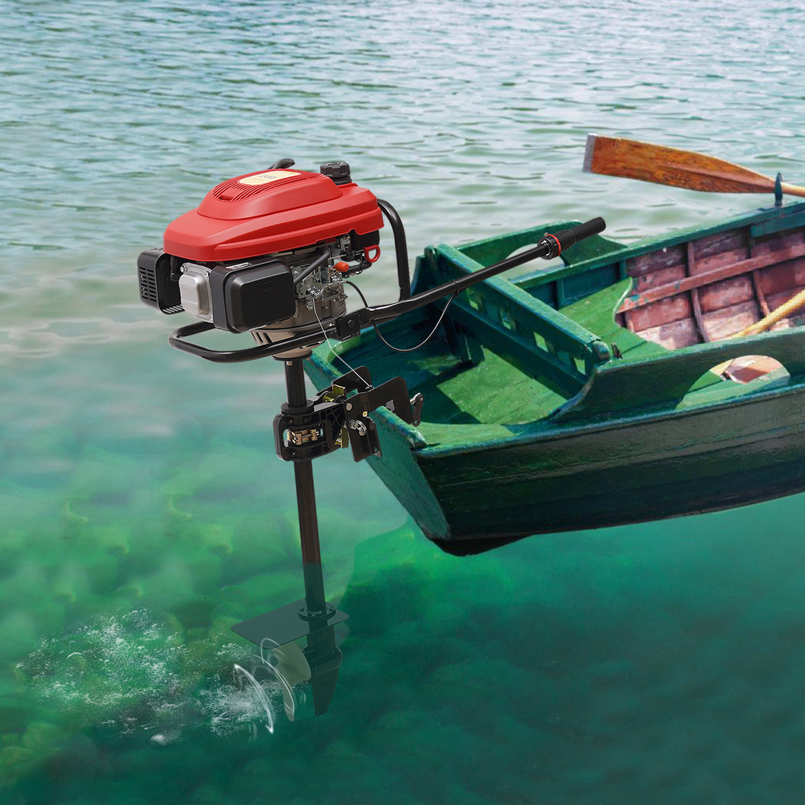 Fishing Boat Outboard Motor - 4-Stroke 6HP/7.5HP Gas Powered Outboard Motor,