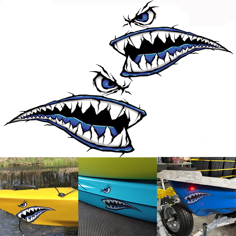 Fishing Boat Anchor - 2PCS Shark Teeth Mouth Boat Stickers