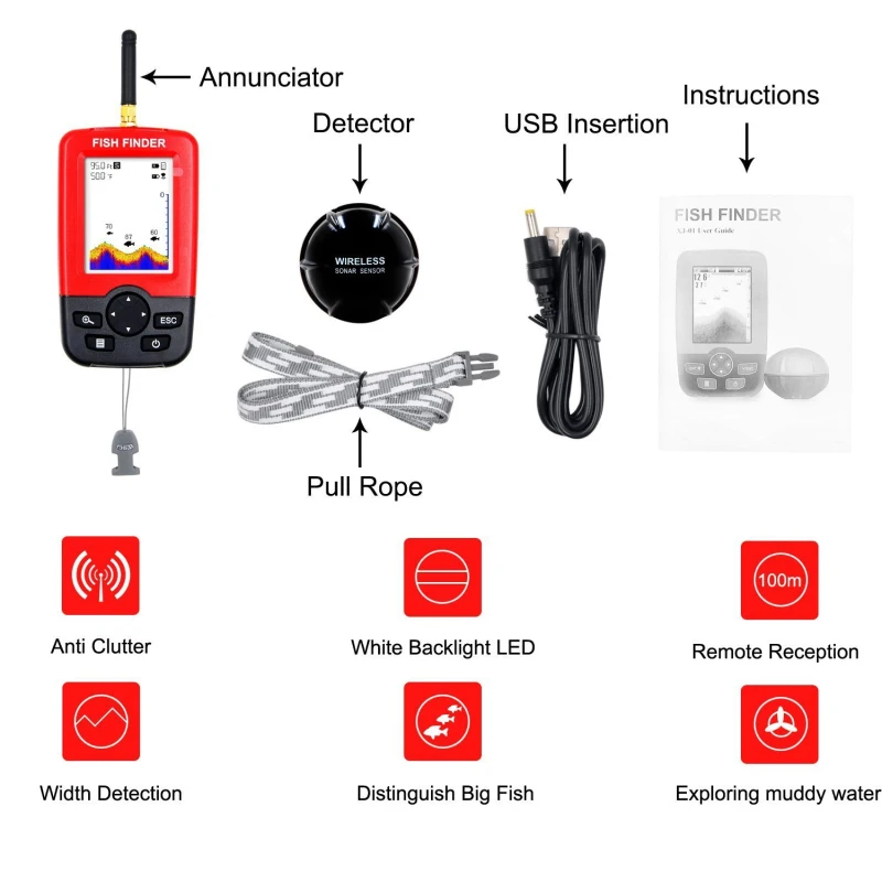 Display Portable fish finder e - đánh giá và giá Fishing Boat Depth Finder