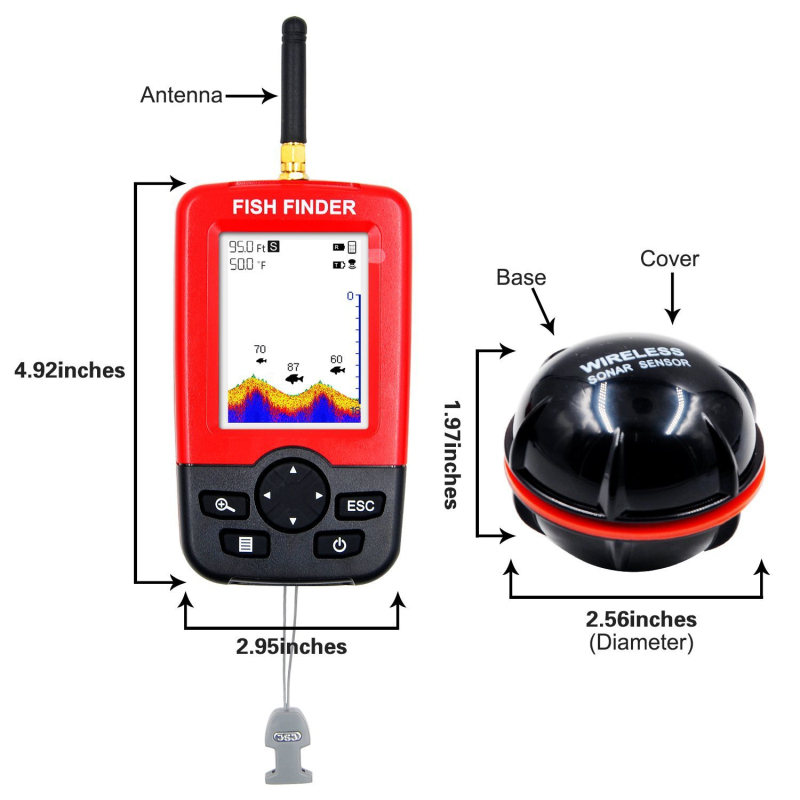 Display Portable fish finder e - đánh giá và giá Fishing Boat Depth Finder