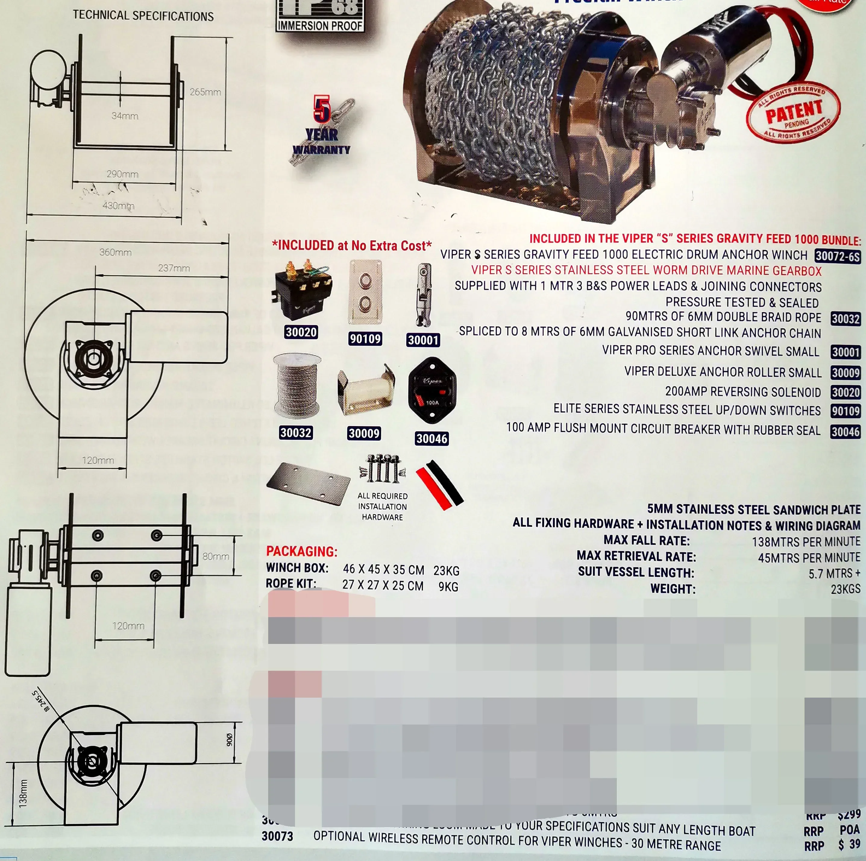 Marine Equipment 1000W 316 Sta - đánh giá và giá Fishing Boat Anchor Winch