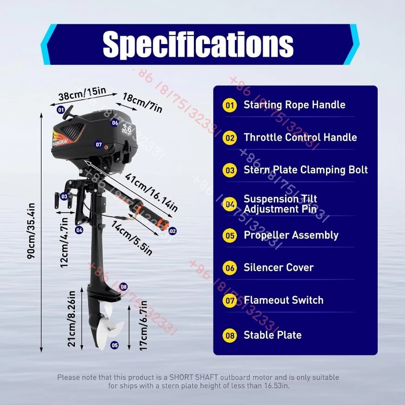 HANGKAI Outboard Motor, 3.6  2 - đánh giá và giá Fishing Boat Outboard Motor