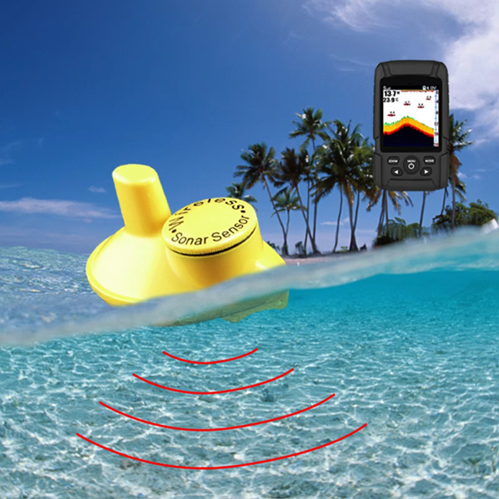 2-in-1 Wireless & Wired Fish F - đánh giá và giá Fishing Boat Depth Finder