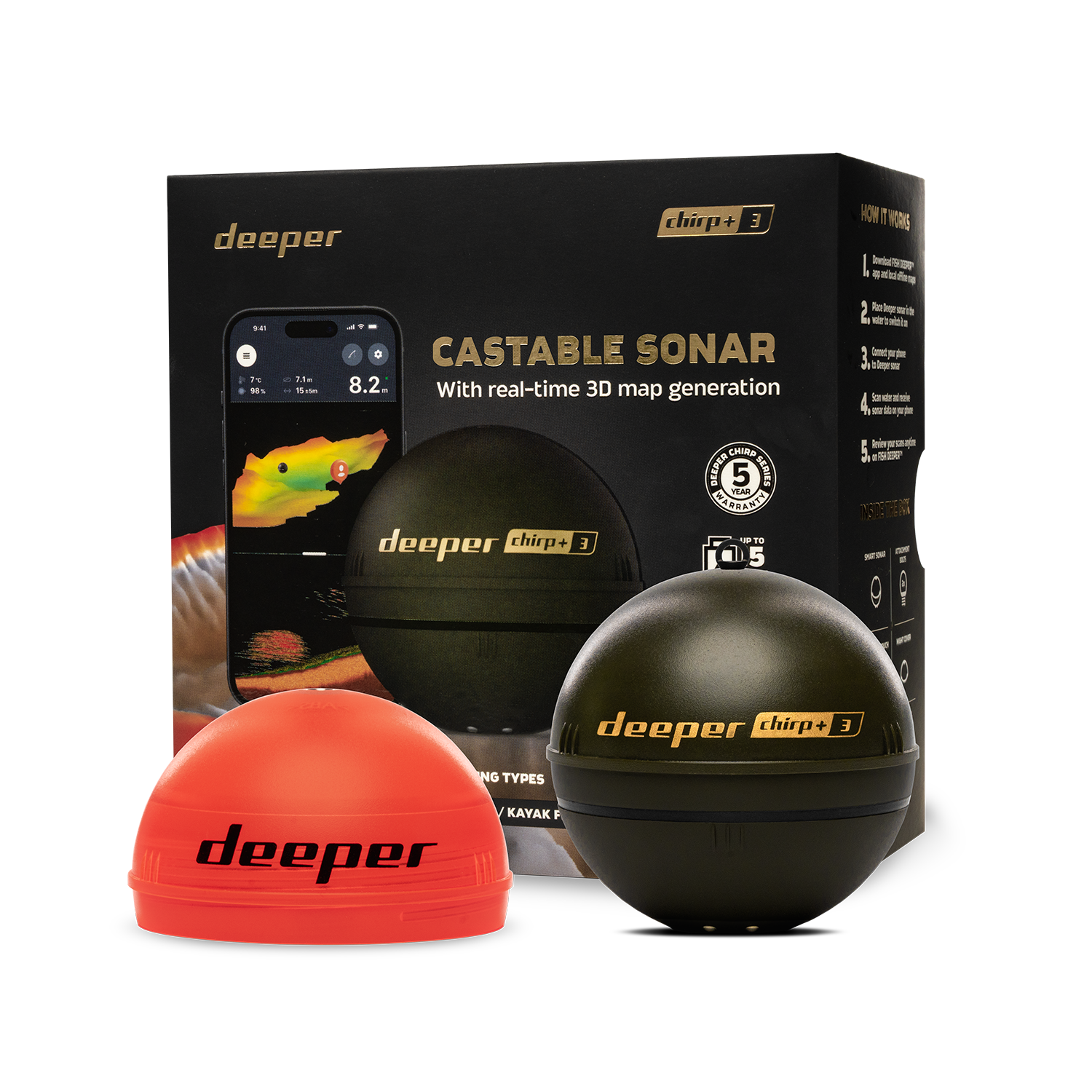 Deeper Smart Sonar Chirp+3 Fis - đánh giá và giá Fishing Boat Gps