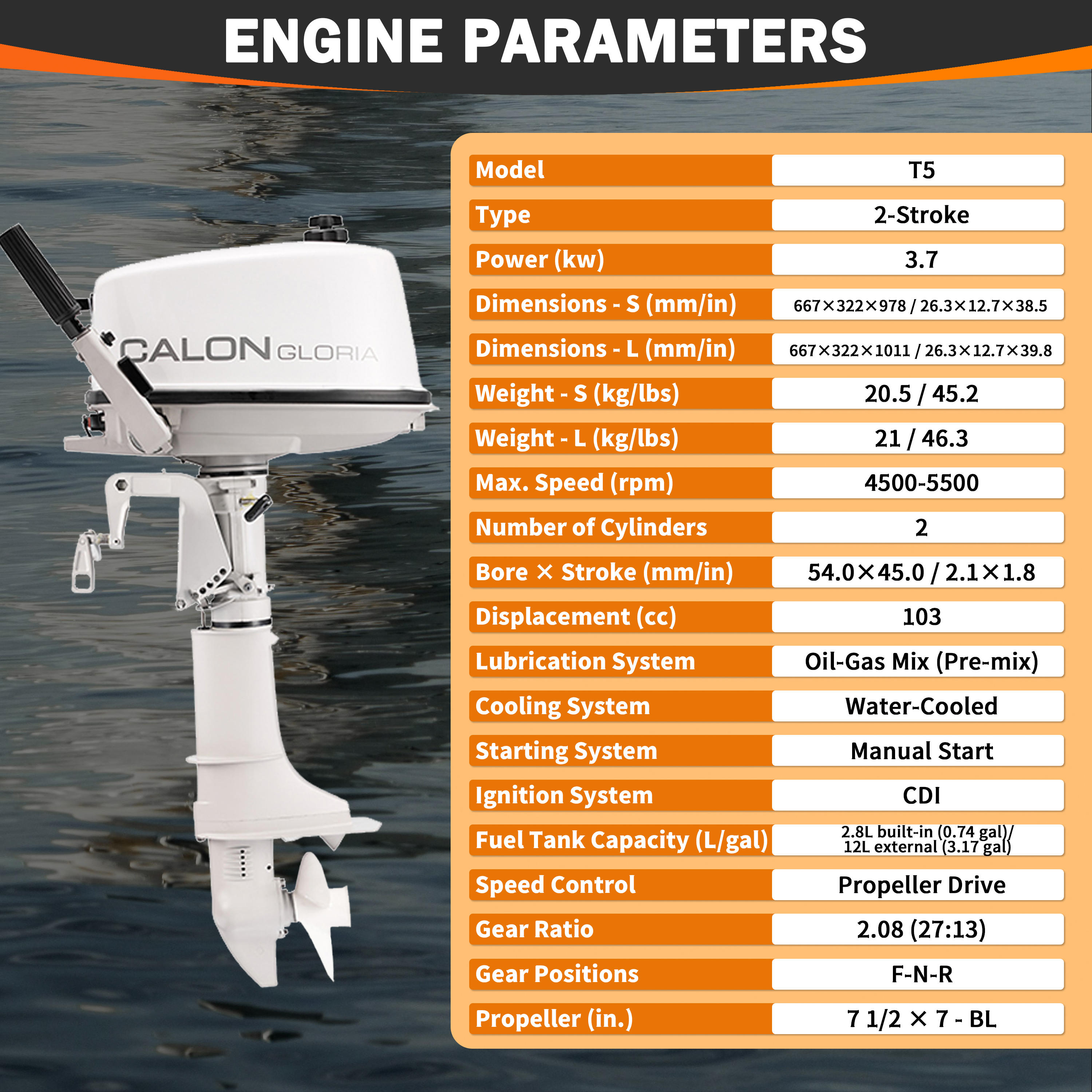 2 Stroke 5HP Calon Outboard Mo - đánh giá và giá Fishing Boat Outboard Motor