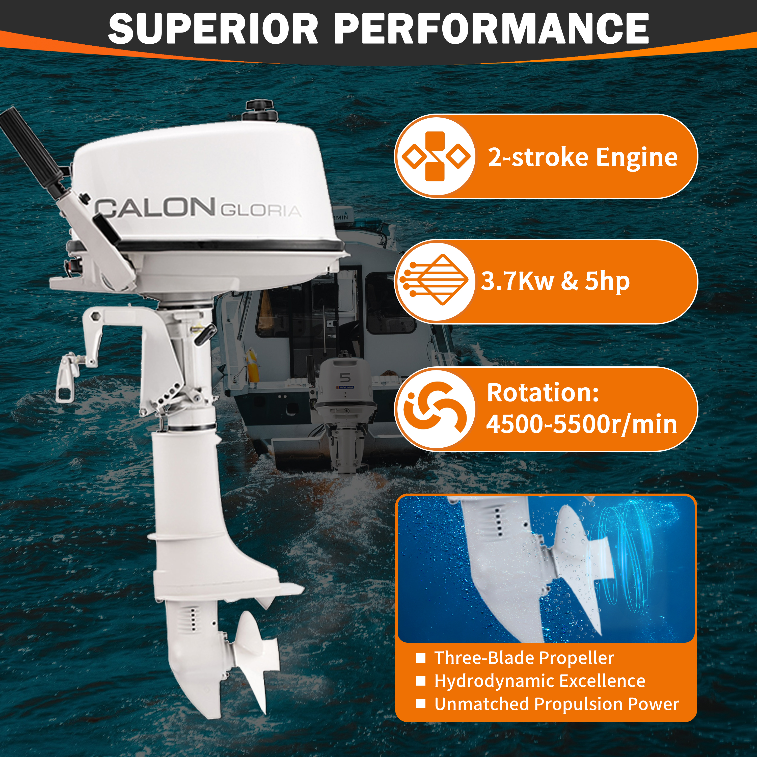 2 Stroke 5HP Calon Outboard Mo - đánh giá và giá Fishing Boat Outboard Motor