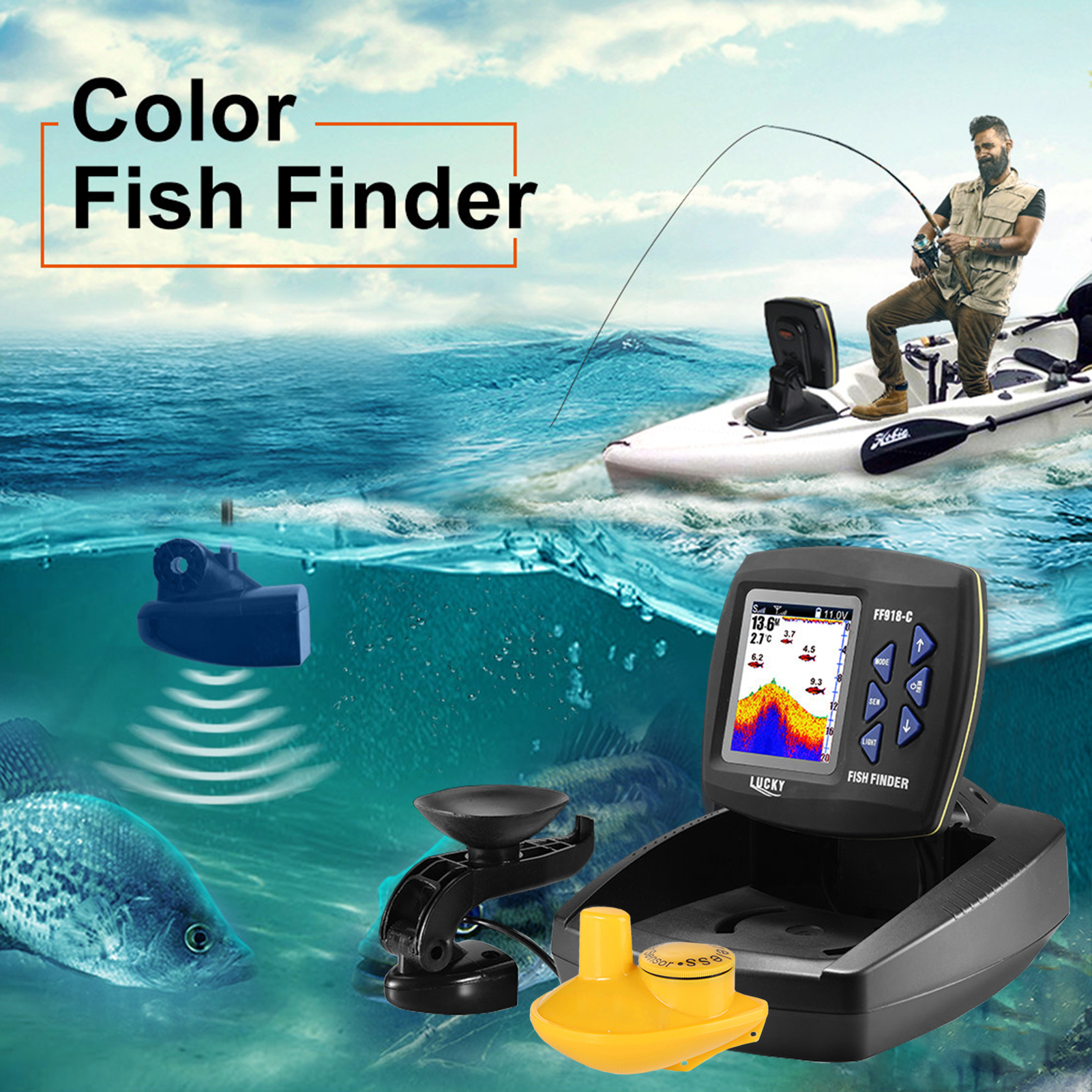 Portable Fish Finder Wireless  - đánh giá và giá Fishing Boat Depth Finder