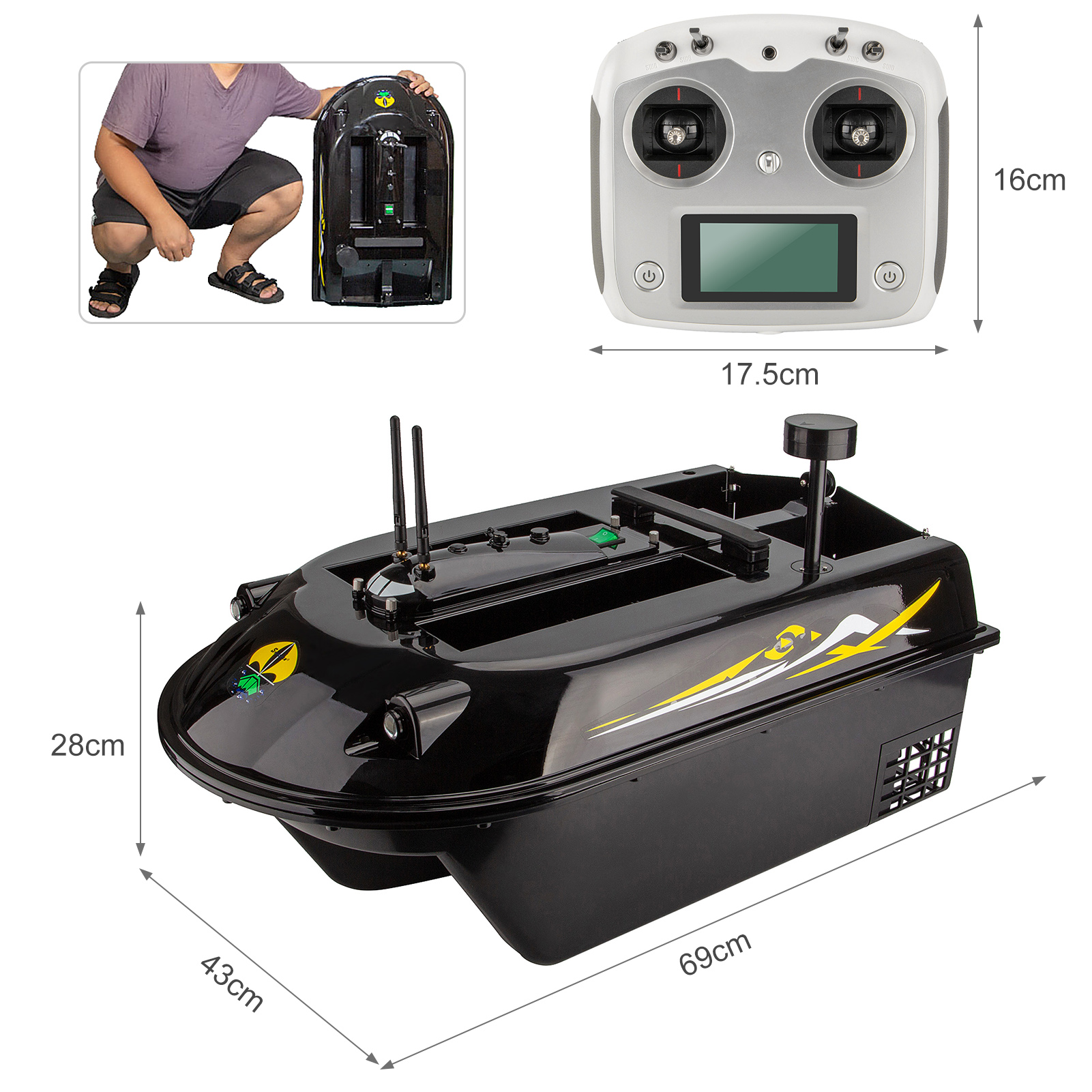 GPS RC Fish Bait Boat 8kg Load - đánh giá và giá Fishing Boat Gps