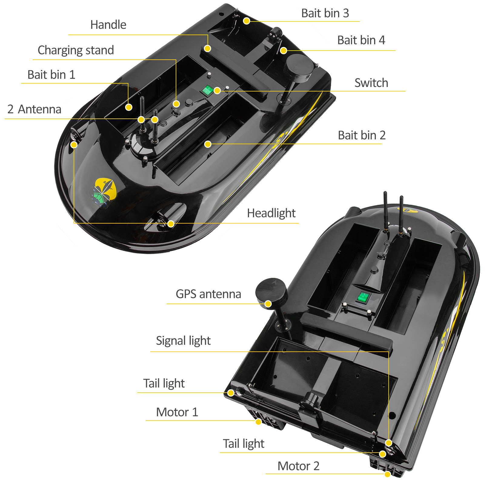 GPS RC Fish Bait Boat 8kg Load - đánh giá và giá Fishing Boat Gps