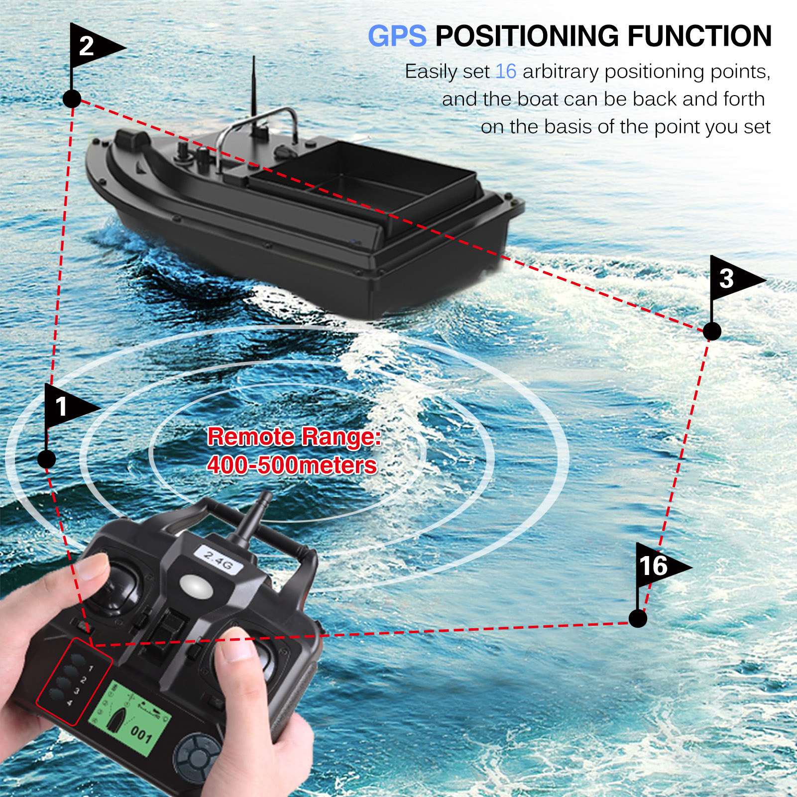 D16E GPS Fishing Bait Boat wit - đánh giá và giá Fishing Boat Gps